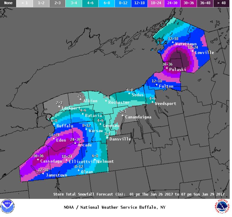 Upstate NY lake effect snow watches upgraded to warnings; 3 feet